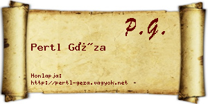 Pertl Géza névjegykártya